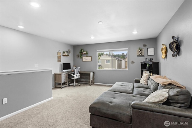1120 15th Ave, Sultan, WA 98294 - living area featuring an office area, carpet floors, and recessed lighting