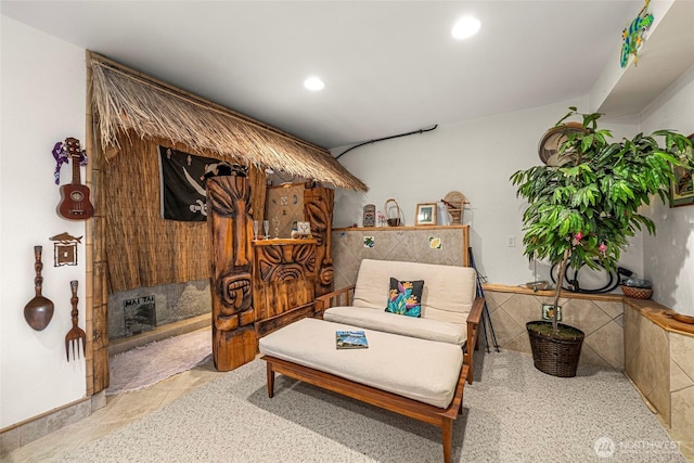 2290 Riffle Dr, Leavenworth, WA 98826 - living area with recessed lighting and a tile fireplace