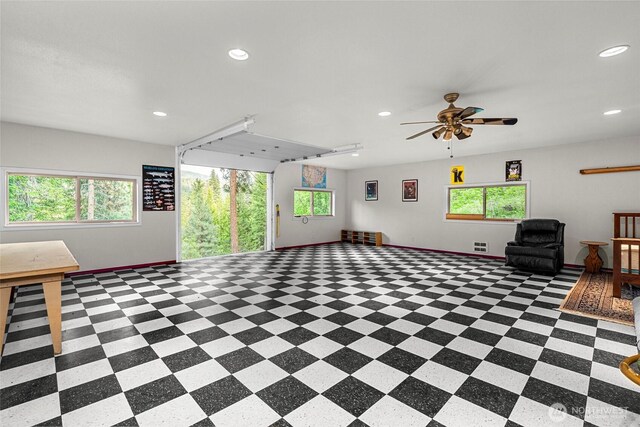2290 Riffle Dr, Leavenworth, WA 98826 - unfurnished living room with recessed lighting, plenty of natural light, and ceiling fan
