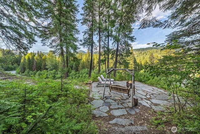 2290 Riffle Dr, Leavenworth, WA 98826 - view of yard with a patio and a forest view