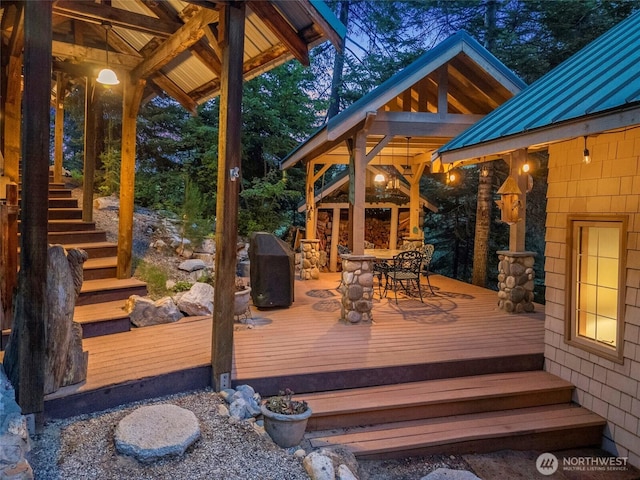 2290 Riffle Dr, Leavenworth, WA 98826 - deck with stairs, a gazebo, and outdoor dining area