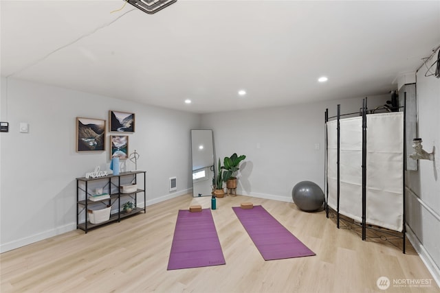 8315 24th Ave NW, Seattle, WA 98117 - exercise room featuring light wood finished floors and recessed lighting