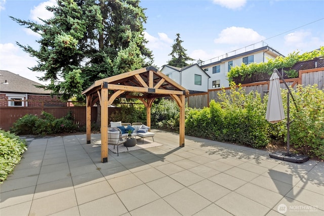8315 24th Ave NW, Seattle, WA 98117 - fenced backyard featuring a gazebo, a patio area, and an outdoor living space