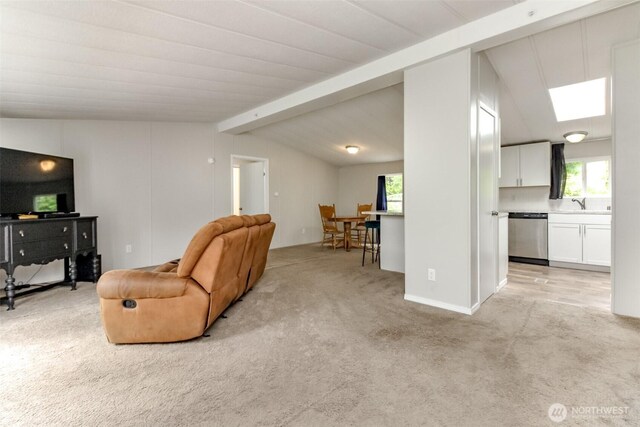 3010 248th Street Ct E, Spanaway, WA 98387 - living area with light carpet and a skylight
