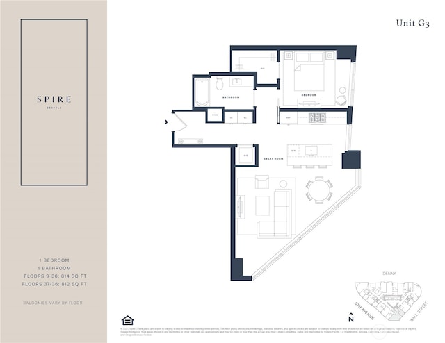 2510 6th Ave Unit 1704, Seattle, WA 98121 - view of floor plan / room layout