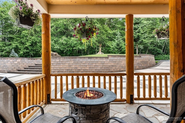 143 Scenic Ln, Mossyrock, WA 98564 - view of patio with an outdoor fire pit