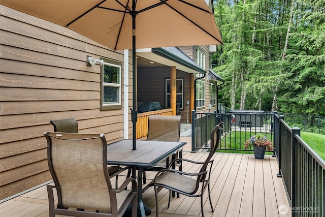 143 Scenic Ln, Mossyrock, WA 98564 - wooden deck with outdoor dining area