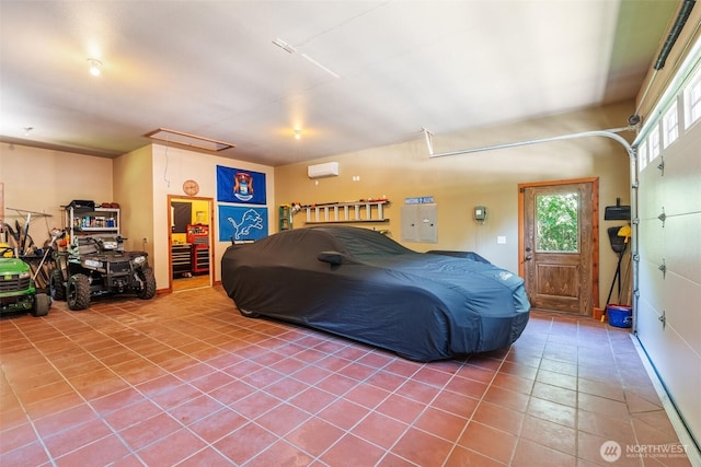 143 Scenic Ln, Mossyrock, WA 98564 - tiled bedroom with a wall mounted AC, electric panel, and attic access