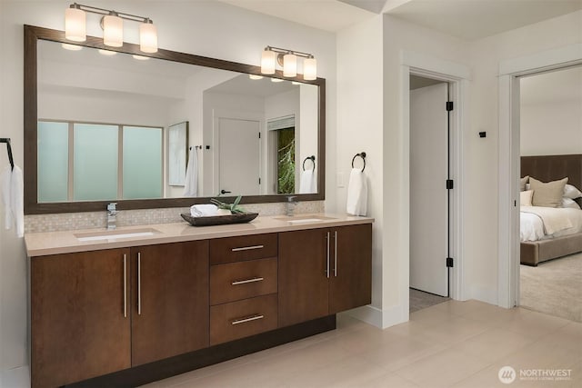 10637 128th Ave NE, Kirkland, WA 98033 - bathroom featuring ensuite bath, double vanity, and tile patterned flooring