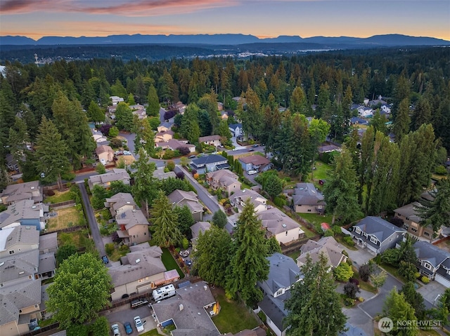10637 128th Ave NE, Kirkland, WA 98033 - aerial view of property's location with mountains and nearby suburban area