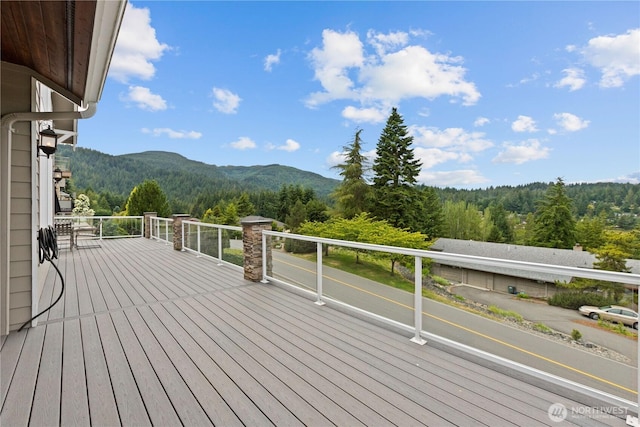 60 Marigold Dr, Bellingham, WA 98229 - wooden terrace featuring a mountain view and a wooded view