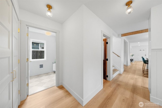 4658 N Defiance St, Tacoma, WA 98407 - hallway featuring stairs and light wood-type flooring