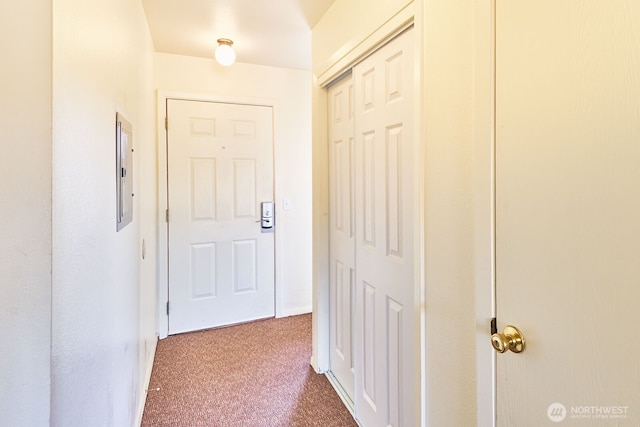 210 26th St NW Unit 201/2, Long Beach, WA 98631 - corridor with dark colored carpet and electric panel