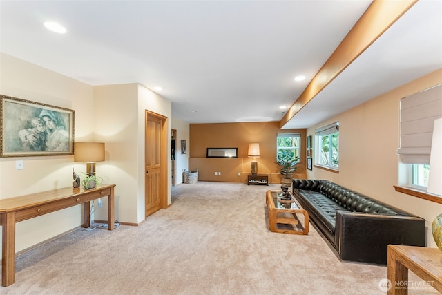 34059 Bridge View Dr NE, Kingston, WA 98346 - living area featuring carpet, plenty of natural light, and recessed lighting