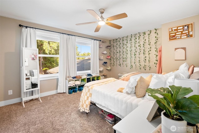 7235 20th Ave SE Unit A & B, Lacey, WA 98503 - carpeted bedroom featuring baseboards and ceiling fan