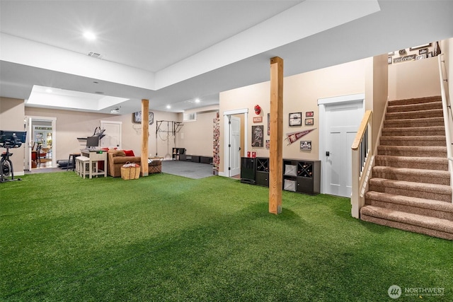 7235 20th Ave SE Unit A & B, Lacey, WA 98503 - finished below grade area featuring carpet, recessed lighting, and stairway