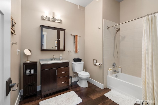 7235 20th Ave SE Unit A & B, Lacey, WA 98503 - bathroom featuring shower / bath combination with curtain, vanity, and wood finished floors