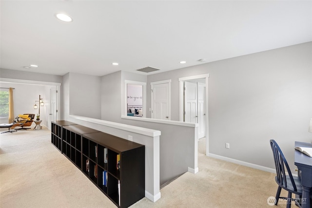 1897 Claret Loop NW, Poulsbo, WA 98370 - hall with light carpet, recessed lighting, and an upstairs landing