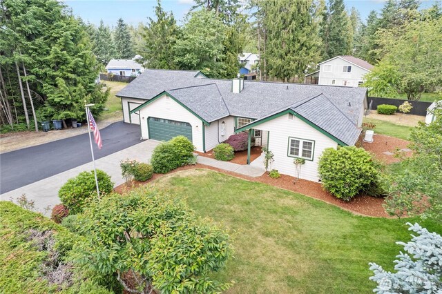 11411 208th Ave E, Bonney Lake, WA 98391 - ranch-style house with driveway, a front yard, and a garage