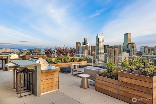 1808 Minor Ave Unit 3005, Seattle, WA 98101 - view of patio featuring exterior kitchen and a skyline view