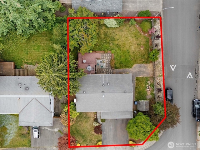 2613 172nd Pl SE, Bothell, WA 98012 - aerial view of property and surrounding area with property boundaries highlighted