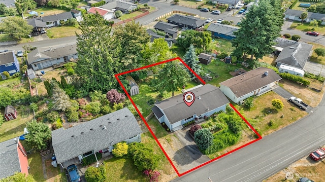 12629 SE 169th St, Renton, WA 98058 - aerial perspective of suburban area with property parcel outlined