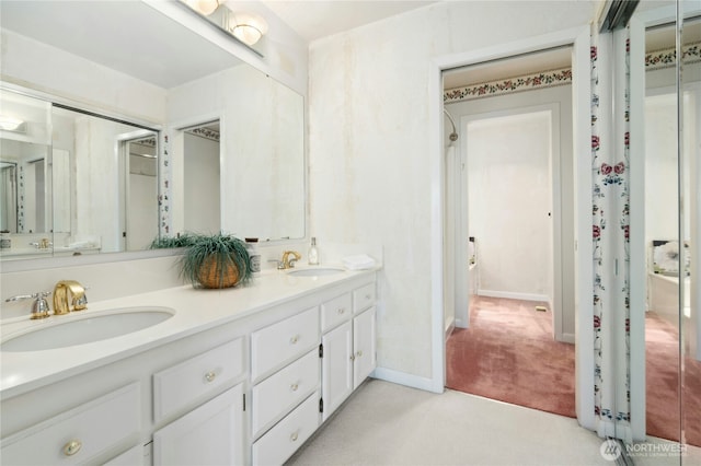 2838 170th Ave SE, Bellevue, WA 98008 - bathroom featuring double vanity and baseboards
