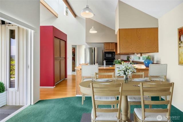 2838 170th Ave SE, Bellevue, WA 98008 - dining area with light carpet and high vaulted ceiling
