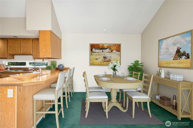 2838 170th Ave SE, Bellevue, WA 98008 - carpeted dining space featuring a sink and lofted ceiling