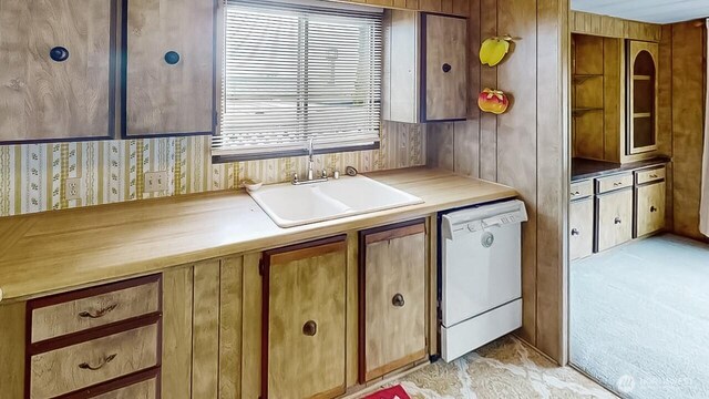 11453 Bayview Edison Rd Unit 25, Mount Vernon, WA 98273 - kitchen with white dishwasher, brown cabinets, and light countertops