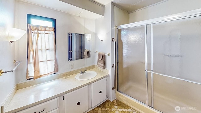 11453 Bayview Edison Rd Unit 25, Mount Vernon, WA 98273 - bathroom with vanity and an enclosed shower