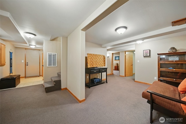 634 University St, Walla Walla, WA 99362 - sitting room with light colored carpet and stairs