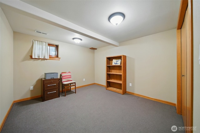 634 University St, Walla Walla, WA 99362 - sitting room featuring carpet floors and beamed ceiling