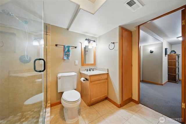 634 University St, Walla Walla, WA 99362 - bathroom featuring vanity, a shower stall, and tile patterned floors