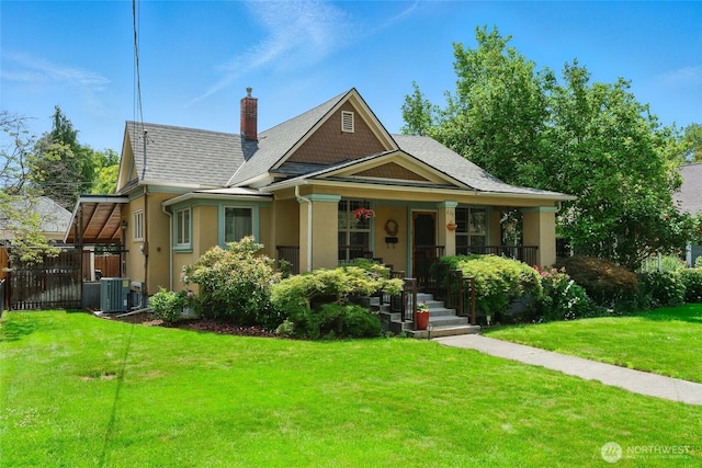 634 University St, Walla Walla, WA 99362 - bungalow with a chimney, covered porch, and stucco siding