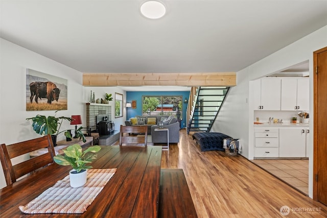 14985 Chumstick, Leavenworth, WA 98826 - dining space featuring light wood-style floors and stairway