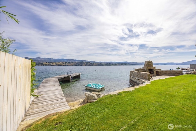 9368 S Lakeshore Rd, Chelan, WA 98816 - dock area featuring a water and mountain view and a lawn