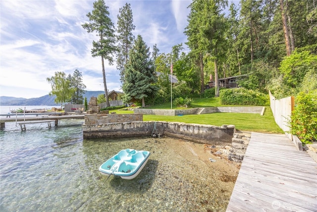 9368 S Lakeshore Rd, Chelan, WA 98816 - dock area with a water view and a yard