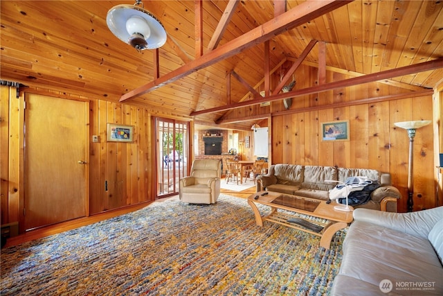 9368 S Lakeshore Rd, Chelan, WA 98816 - living room featuring wood ceiling and wooden walls
