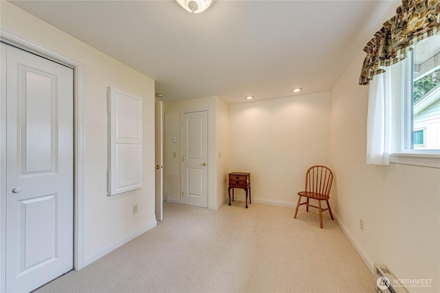 141 Leslie Ln, Sequim, WA 98382 - sitting room featuring carpet, baseboard heating, and recessed lighting