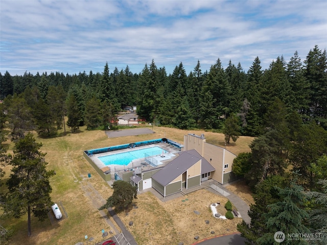 8537 Thuja Ave SE, Yelm, WA 98597 - bird's eye view of a forest and a pool area