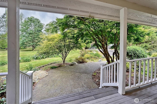 5679 W 31st Crst, Ferndale, WA 98248 - wooden porch with a lawn