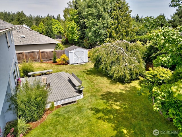 3401 F Ave, Anacortes, WA 98221 - fenced backyard featuring a shed and a wooden deck