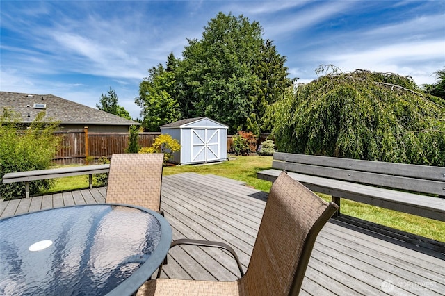 3401 F Ave, Anacortes, WA 98221 - wooden terrace with a storage unit and a fenced backyard