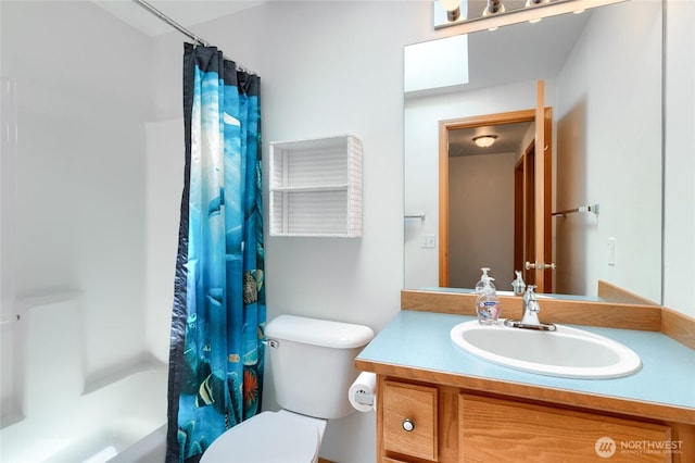 3401 F Ave, Anacortes, WA 98221 - full bathroom featuring vanity and shower / bath combination with curtain