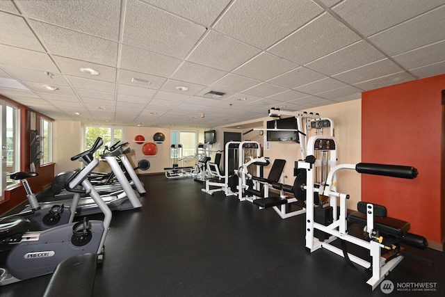 121 Vine St Unit 703, Seattle, WA 98121 - workout area with a drop ceiling