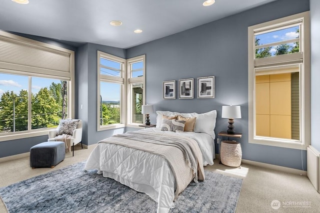 7747 Sand Point Way NE Unit A, Seattle, WA 98115 - bedroom featuring carpet, multiple windows, and recessed lighting