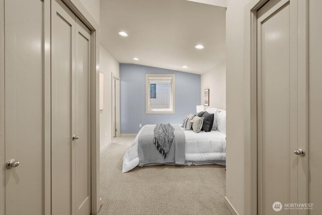 7747 Sand Point Way NE Unit A, Seattle, WA 98115 - bedroom featuring carpet floors, recessed lighting, and vaulted ceiling