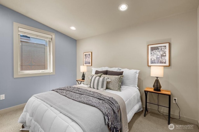 7747 Sand Point Way NE Unit A, Seattle, WA 98115 - bedroom with carpet floors, lofted ceiling, and recessed lighting