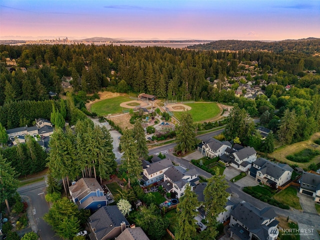 8784 NE Winslow Grove Ct, Bainbridge Island, WA 98110 - aerial view at dusk of a forest view and a residential view